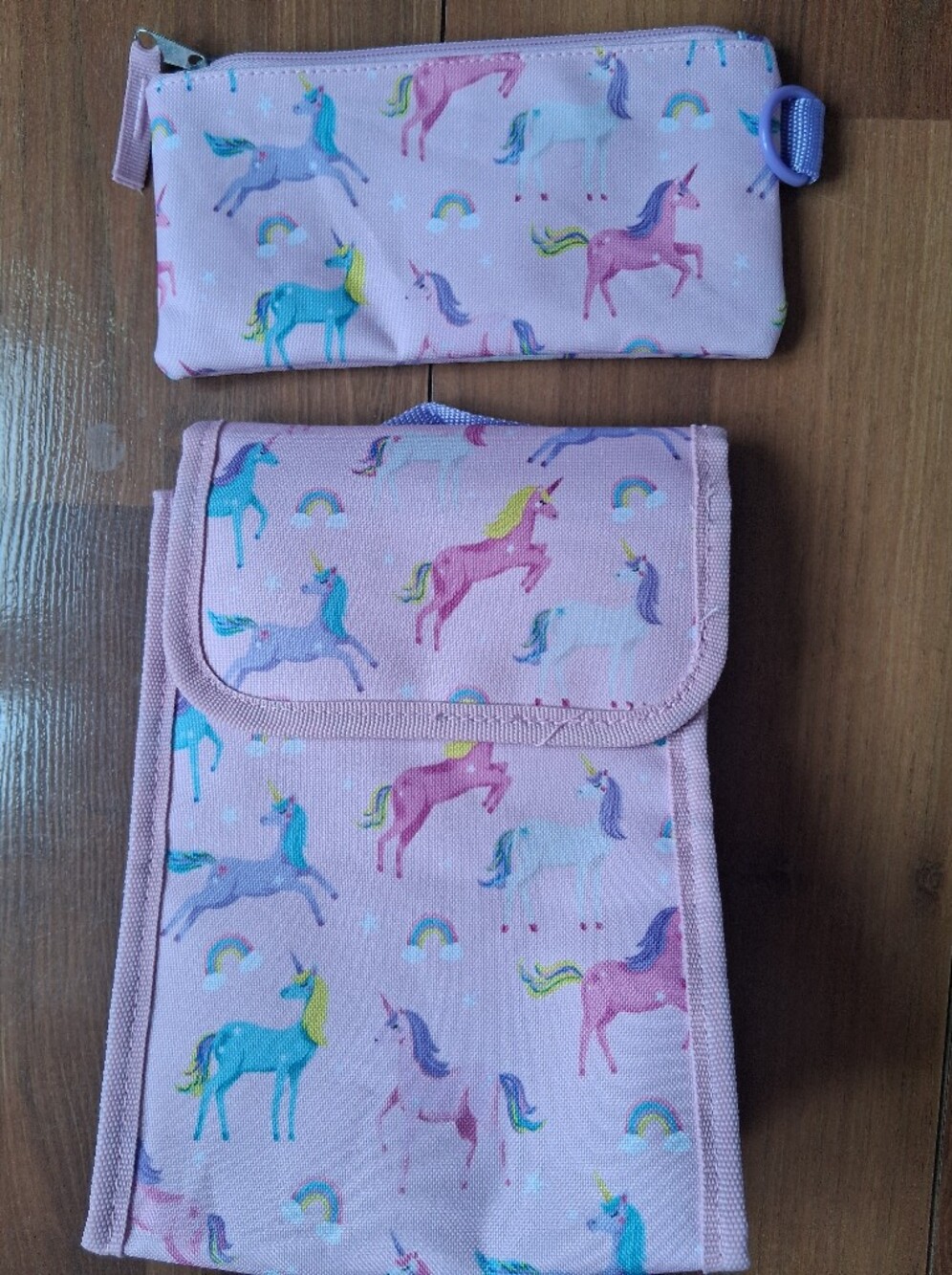 Unicorn Lunch Bag and Pencil Case - Pink, Never used